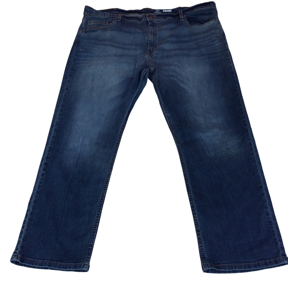 George Mens Straight Leg Jeans Medium Wash Blue‎ Denim 44x30 GM0107